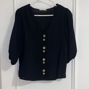 Mango Black Button-Up Women's Top